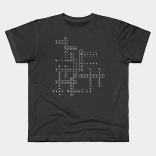 (1986SOH-D) Crossword pattern with words from a famous 1986 science fiction book. [Dark Background] Kids T-Shirt